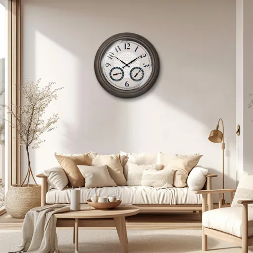 Vista 4 de Presentime & Co. Reloj iluminado para exteriores de 18 pulgadas, resistente al agua, reloj de pared grande iluminado con termómetro e higrómetro