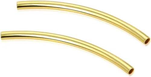 Vista 10 de Adabele SS269 - 10 cuentas sueltas de plata esterlina chapada en oro amarillo real, hipoalergénicas, curvas, de 0.591 in x 0.059 in