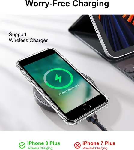 Vista 122 de HOOMIL Funda para iPhone 7 Plus/iPhone 8 Plus de 5.5 Pulgadas, sin amarillamiento, protección contra caídas, cubierta trasera dura transparente
