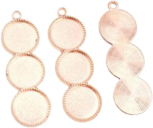 Vista 8 de Kentuckiz - 10 unidades de 0.472 in de tamaño interior de tres camafeo cabujón base en blanco colgante bandejas bisel diy collar colgante joyería Oro