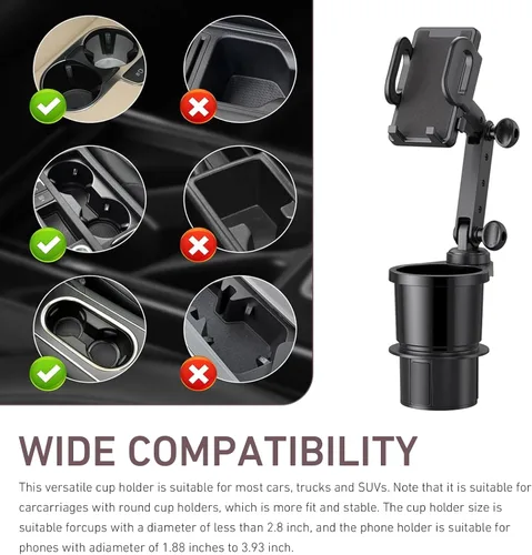 Vista 6 de Soporte para teléfono con soporte para tazas, soporte de expansor ajustable, soporte multifuncional de rotación de 360 grados, adecuado