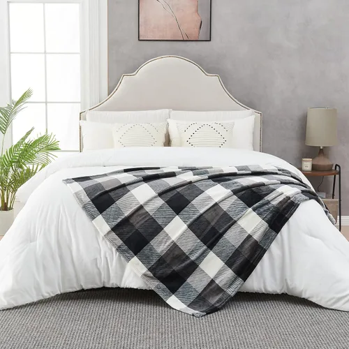 Vista 5 de SOCHOW Buffalo - Manta de franela de forro polar de 50 x 60 pulgadas, suave, ligera, acogedora para todas las estaciones, color negro y blanco a