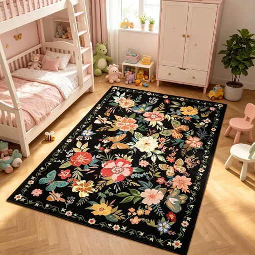 Vista 85 de UKELER Tapete antideslizante para puerta, alfombras de acento modernas para entrada, estilo romántico campestre americano, alfombras de algodón