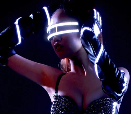 Vista 6 de Lentes LED, anteojos con luz LED, gafas de sol de neón intermitentes para fiesta LED, club (blanco)