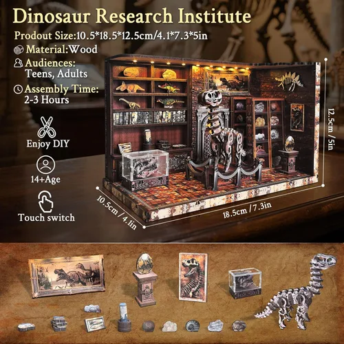 Vista 2 de Kit de rincón de libros, kit de bricolaje en miniatura de casa de muñecas para adultos y adolescentes, rompecabezas de madera 3D, kits
