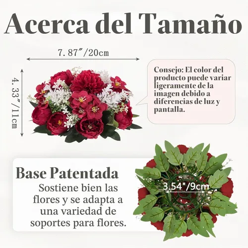Vista 6 de Centros de mesa de bolas de flores para mesas: rosa de seda carmesí