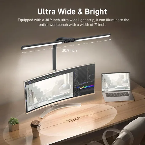 Vista 2 de Lámpara de Escritorio LED para Oficina en Casa, Luz de Escritorio que Cuida los Ojos con Abrazadera, Lámpara de Trabajo de Arquitecto de Doble