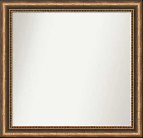 Vista 234 de Amanti Art Espejo de baño de bronce para sobre fregadero, 24 x 24 pulgadas, espejo de tocador cuadrado estrecho de bronce Manhattan, marco de madera