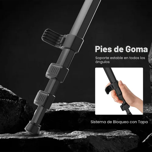 Vista 3 de NEEWER Basics - Trípode de viaje de 66.5"/169 cm para cámara, soporte DSLR portátil ligero con cabeza de bola, placa QR tipo Arca, soporte