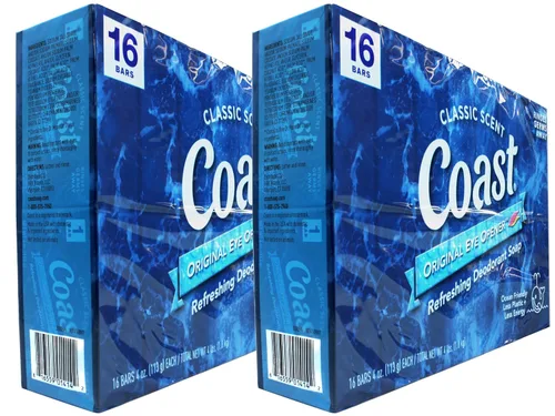 Vista 3 de Coast Jabón desodorante refrescante – Jabón en barra con espuma gruesa y rica – Fórmula de enjuague limpia para piel fresca y no seca – Aroma