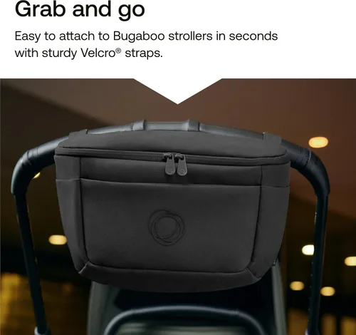 Vista 5 de Bugaboo Bolsa organizadora para cochecito, bolsa de pañales compacta con múltiples bolsillos y soporte aislado para botellas, compatible universal
