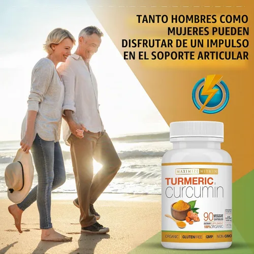 Vista 5 de Curcumina de cúrcuma con piperina 1500 mg, 90
