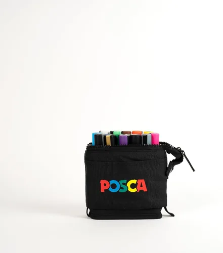 Vista 3 de Posca Exclusivo juego de 16 marcadores de pintura 5M con estuche de transporte, ideal para niños y adultos, marcadores de arte acrílico