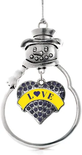 Vista 137 de Inspired Silver - Big Sis - Adorno de Navidad plateado - Adorno de árbol de Navidad con dije de corazón con circonita cúbica - Decoración colgante