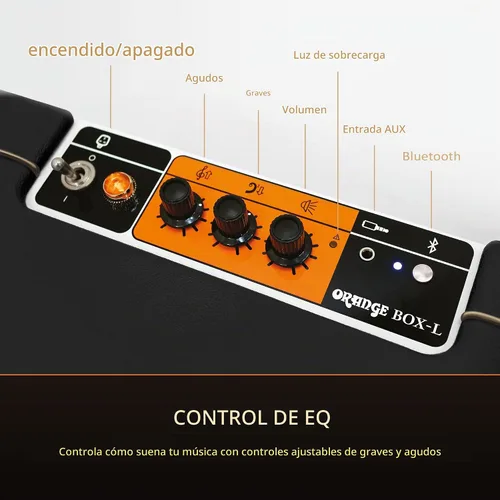 Vista 4 de Orange Box L - Altavoz Bluetooth portátil de sonido de audio de estudio, rango de 15M, potencia RMS de 50 W, batería de larga duración, conectividad