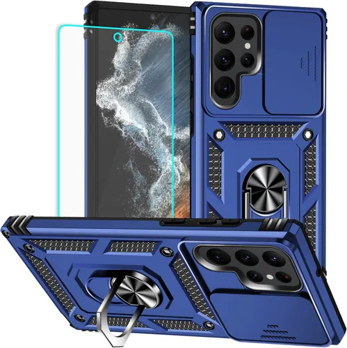 Vista 11 de Funda para Samsung Galaxy S22 Ultra con protector de pantalla: [grado militar de 20 pies a prueba de caídas] anillo a prueba de golpes para Samsung