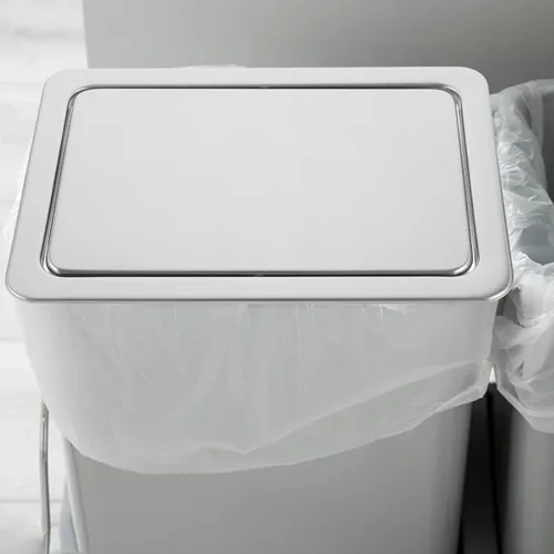 Vista 2 de Zerodeko Tapa de cubo de basura de acero inoxidable para encimera, tapa de cubo de basura de cocina plateada