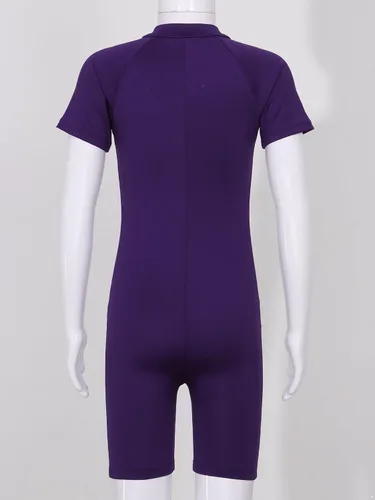 Vista 3 de vastwit Traje de baño de una pieza para niñas y niñas, traje de baño de manga corta con cremallera