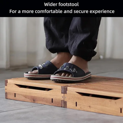 Vista 3 de Plataforma de madera de 3.7 pulgadas de altura. Taburete de un escalón más grande de 31.5 pulgadas para adultos y personas mayores. Escalón