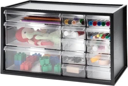 Vista 2 de livinbox Organizador de almacenamiento de escritorio con 13 cajones, piezas de hardware de arte y gabinete de almacenamiento de manicura