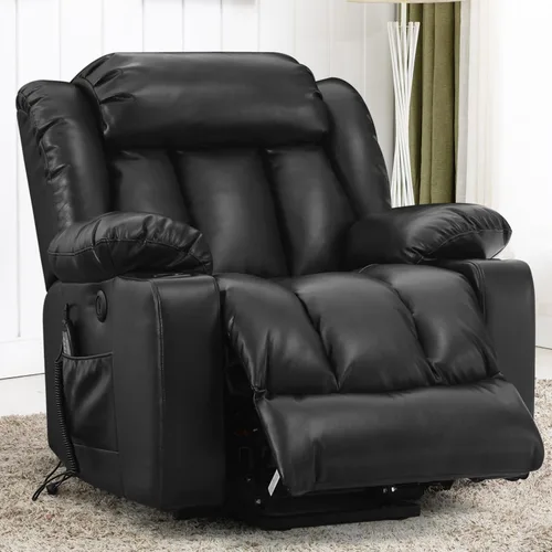 Vista 9 de PARKOL Silla reclinable eléctrica para ancianos y personas mayores, sillón reclinable eléctrico de cuero transpirable con masaje por vibración