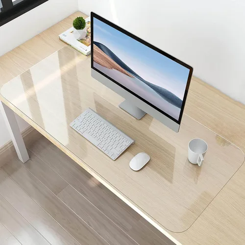 Vista 6 de Protector de PVC para mesa de comedor, manteles transparentes para mesas rectangulares, tapete protector impermeable de vinilo, vidrio suave