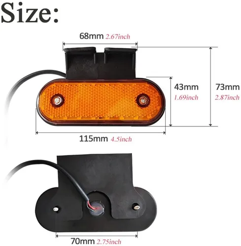 Vista 5 de 4 luces de marcador de remolque impermeables de 24 V 4 LED para remolque, luz indicadora de espacio montada en superficie, lámpara indicadora
