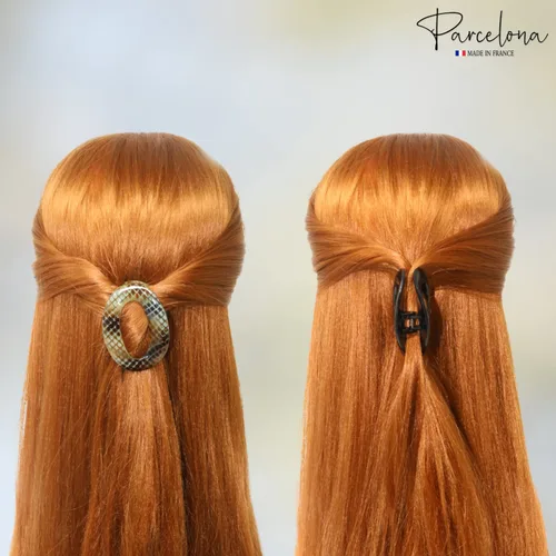 Vista 7 de Parcelona - Juego de 2 clips de celuloide de tubo plano francés pequeño de 2 1/2 pulgadas, agarre antideslizante, pinza para el cabello, accesorios