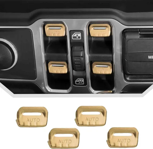 Vista 23 de JeCar 4 piezas para Jeep Wrangler Cubierta de botón del interruptor de ventana de la moldura interior negra para Jeep Wrangler JL JLU Gladiator JT