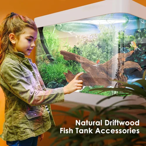 Vista 4 de Jorewood Madera flotante natural grande para acuario para peceras y terrarios de reptiles, decoraciones seguras para peceras, ramas retorcidas