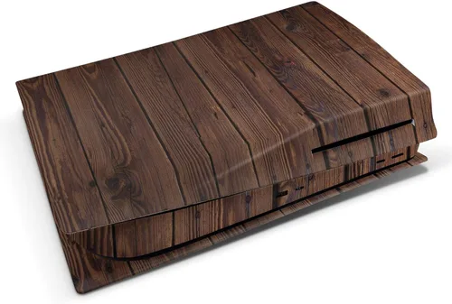 Vista 3 de PS5 - Adhesivo vinal de madera para consola de discos y 2 fundas para controladores