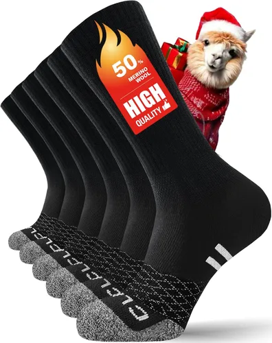 Vista 7 de Calcetines térmicos de lana merino para hombres y mujeres, calcetines deportivos de rendimiento acolchados para senderismo, ciclismo, trabajo