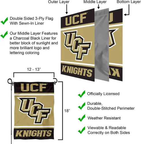 Vista 6 de College Flags & Banners Co. Bandera de jardín de Central Florida Knights