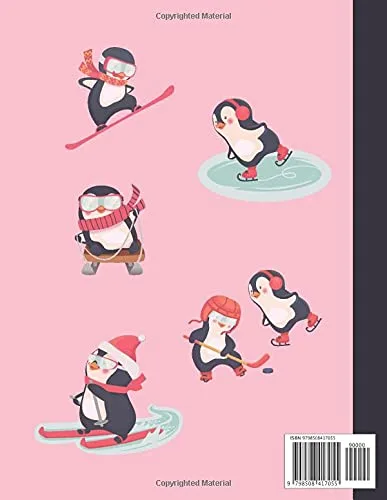 Vista 2 de Cute Pink Penguin Notebook, Journal, Notepad (8.5x11, 120 White Lined Pages)