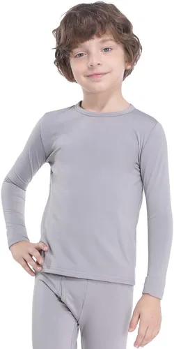 Vista 8 de Subuteay Ropa interior térmica para niños, con forro polar, pantalones largos, capa base ultra suave