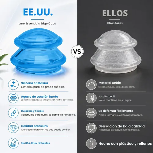 Vista 2 de Juego de terapia de ventosas de silicona, tazas de masaje profesional para terapia de ventosas, kit de 4 tazas para masaje, liberación miofascial