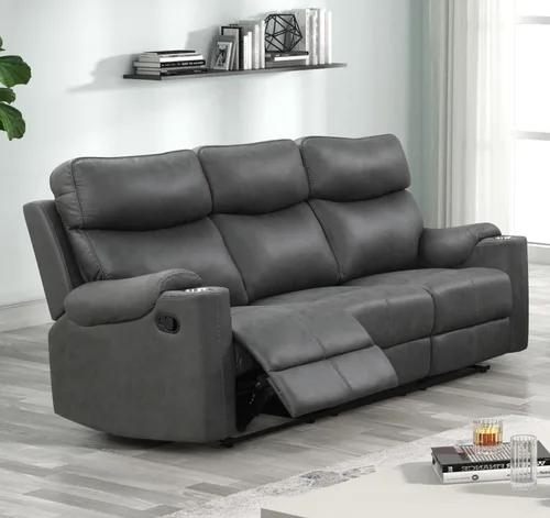 Vista 18 de Betsy Furniture 8007 - Juego de sofá reclinable de microfibra para sala de estar (Gris, Sofá + Sillón reclinable)