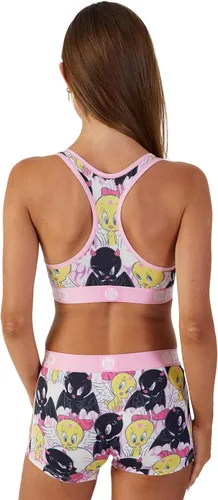 Vista 4 de PSD Looney Tunes - Brasier deportivo para mujer con espalda cruzada con tela de microfibra transpirable