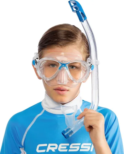 Vista 6 de Cressi Kids' C Estrella VIP Jr Clear/Lime Junior Snorkeling/Diving Combo Set
