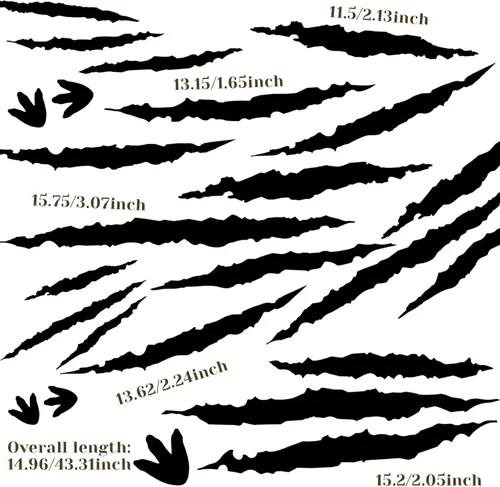 Vista 2 de 78 calcomanías de suelo de huellas de dinosaurio, color negro, raspaduras, calcomanías de vinilo extraíbles de dinosaurio para pared, calcomanías