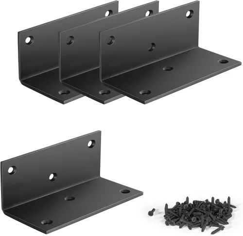 Vista 11 de 8 soportes de hierro de ángulo recto de 2.76 pulgadas de largo con tornillos, 2.76 x 1.57 x 1.57 pulgadas, soporte de esquina de 90 grados