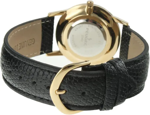 Vista 2 de Peugeot Reloj analógico de cuarzo japonés para hombre, color negro, Oro, M