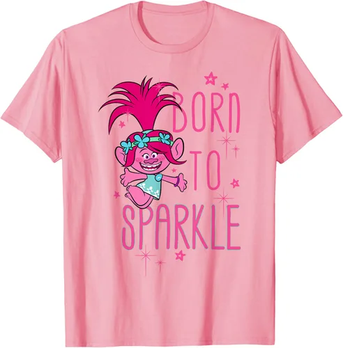 Vista 81 de DreamWorks Trolls Camiseta Born to Sparkle Negro