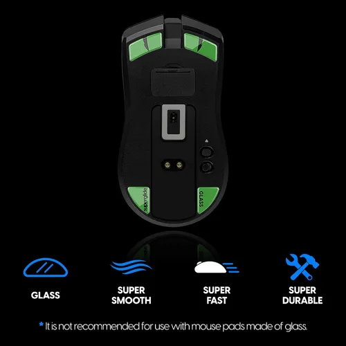 Vista 3 de Superglide - Patas patines para mouse más rápidos y suaves fabricados con suela de cristal ultra resistente, impecable, súper rápida, suave