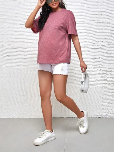 Vista 4 de Verdusa Camiseta holgada de manga corta con hombros caídos para mujer