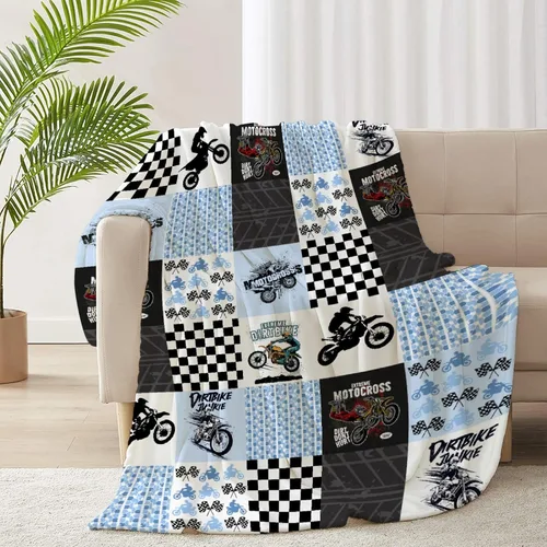 Vista 21 de Manta de forro polar suave para regalo de motocicletas de motocross, manta acogedora de franela, aire acondicionado, 50x40 pulgadas para niños