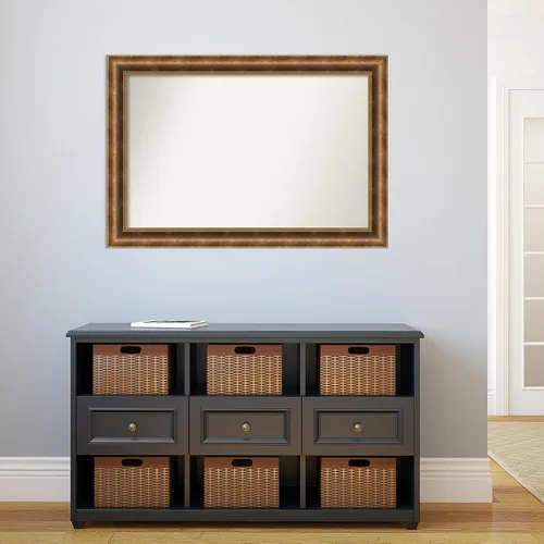 Vista 693 de Amanti Art Espejo de pared personalizado no biselado (25 x 25 pulgadas), marco de bronce acentuado, varios tamaños personalizados, espejo de baño