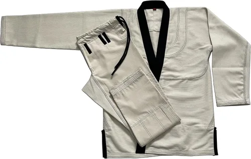 Vista 3 de Bjj Gi Jiu Jitsu - Kimonos Gi sin blanquear - Collar negro 100% algodón perl tejido 450GSM, Sin blanquear