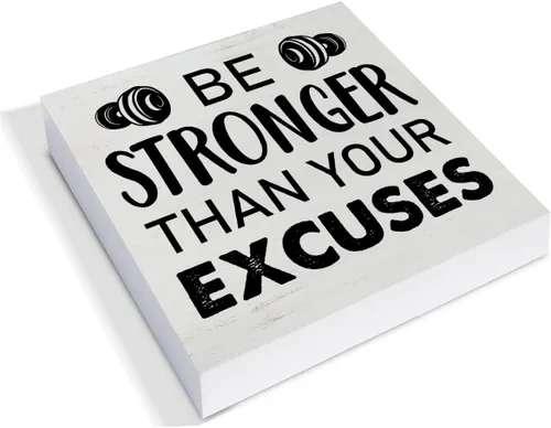 Vista 2 de Letrero de madera con texto en inglés «Be Stronger Than Your Excuss» «Be Stronger Than Your Excuss», caja de madera rústica, para el hogar, oficina