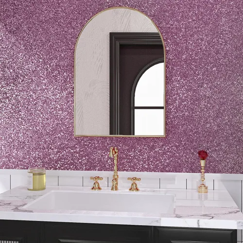 Vista 4 de VaryPaper Papel tapiz rosa claro con purpurina gruesa de 15.7 x 78.7 pulgadas, papel de contacto con purpurina rosa para paredes, papel de pared